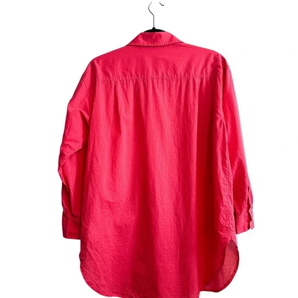 J Crew Cotton Voile Relaxed Button Up Shirt Hot Pink XS - Picture 2 of 9